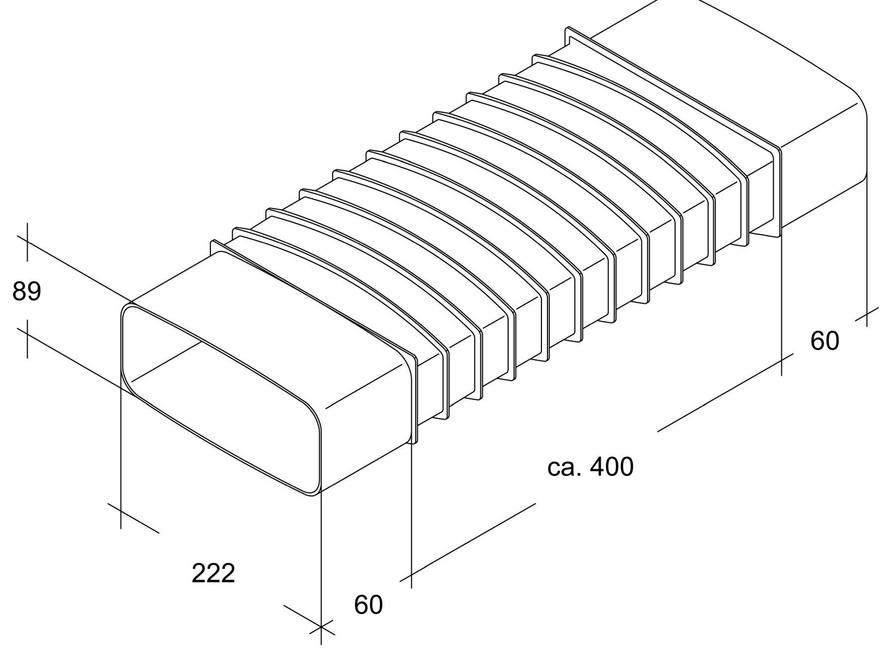 Vogt Sistema de Canal Plano 150 optimAIRo Adaptador Flexible Blanco 222 x 89 mm, PVC