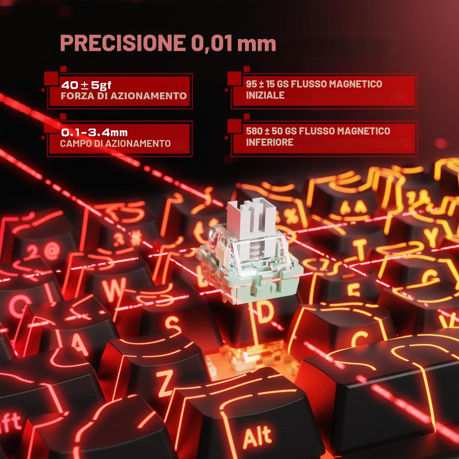 MAMBASNAKE × ATTACK SHARK Tastiera e mouse con interruttori magnetici wireless, tastiera a attivazione rapida da 8 kHz, mouse da gioco Tri-Mode da 59 g per PC/Mac(Nero)