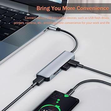 5-in-1 USB Hub with SD Card Reader, USB 3.0 Adapter for Laptop PC MacBook