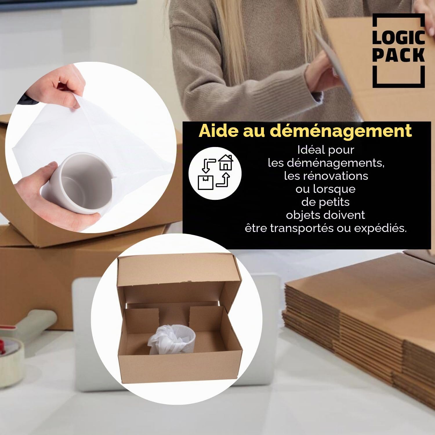 100 pièce Demenagement Feuilles Mousse Papier Bulle Déménagement pour Cartons Déménagement Vaisselle Plats Assiettes Verres Emballage 300 mm x 300 mm x 1 mm (Sac)
