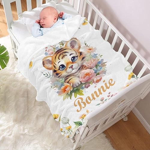 Miniatura 2 de Manta personalizada con nombre de tigre, manta de franela personalizada con nombre, para niños, perros y gatos, regalo de 30 x 40 pulgadas, XS para