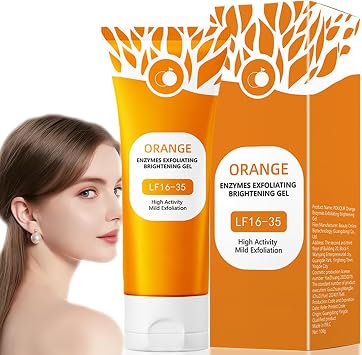 orange enzyme exfoliating gel for Face and Body, Brightening Cleansing Scrub, Natural Orange Bubble Formula, Gentle Radiant Skin Exfoliator with 100g