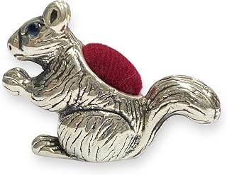 Victorian Style Collectable Squirrel with Sapphire Eyes Pin Cushion 925 Sterling Silver Sewing Needle