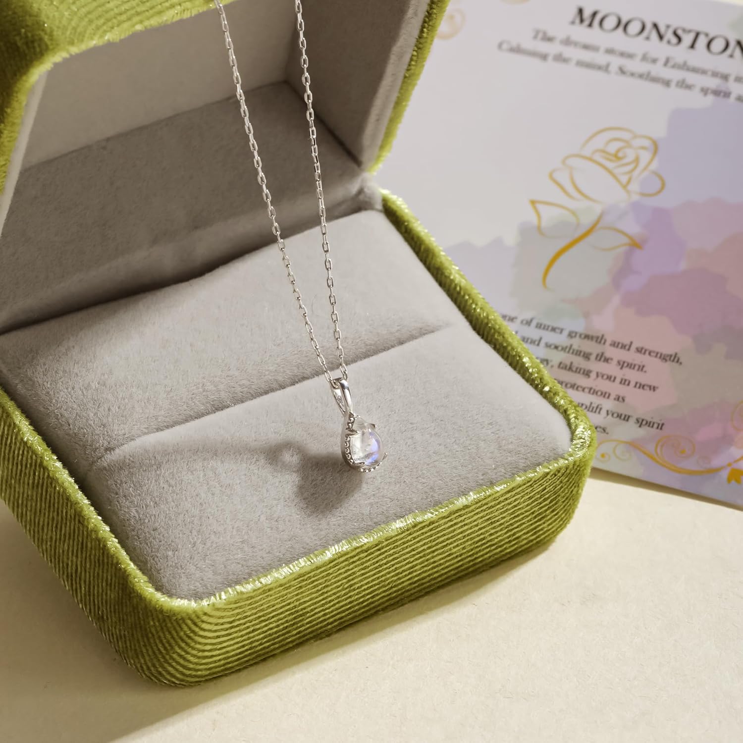 Gem's Beauty Moonstone Necklace New Beginnings Gift Meaningful Jewelry for Women Necklaces 925 Sterling Silver Moonstone Pendant Inspirational Gifts - Image 2