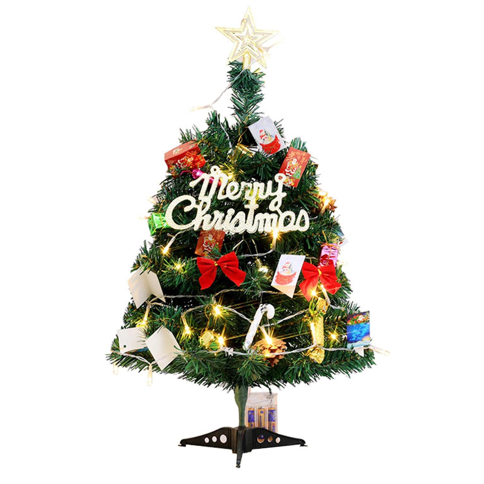Tabletop Artificial Christmas Tree Set Small Set with Lights Desk Decor Ornament LED Trees
