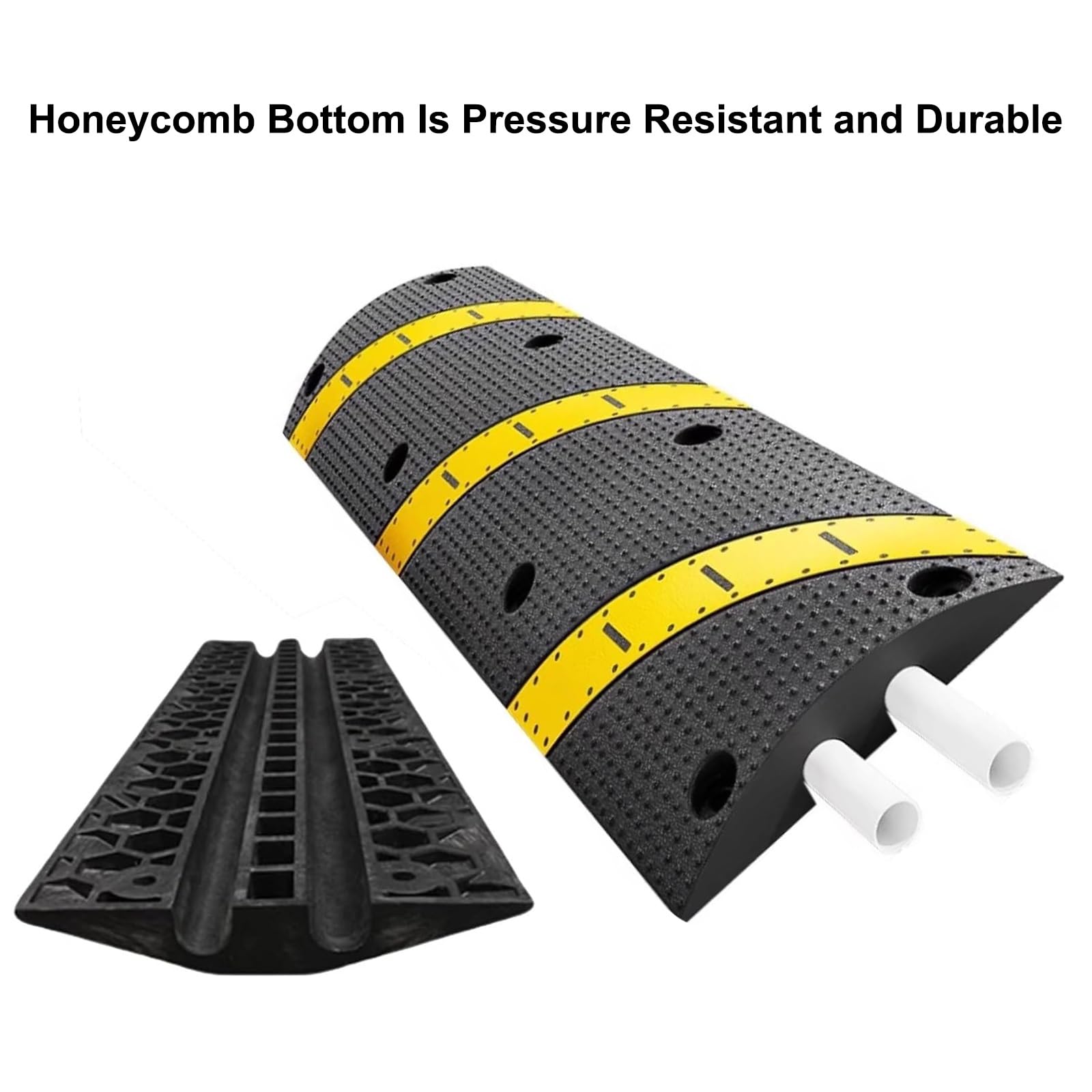 Rampe de protection de câble en caoutchouc à 2 canaux pour route, allée, garage, parking – 100 cm x 30 cm x 5 cm