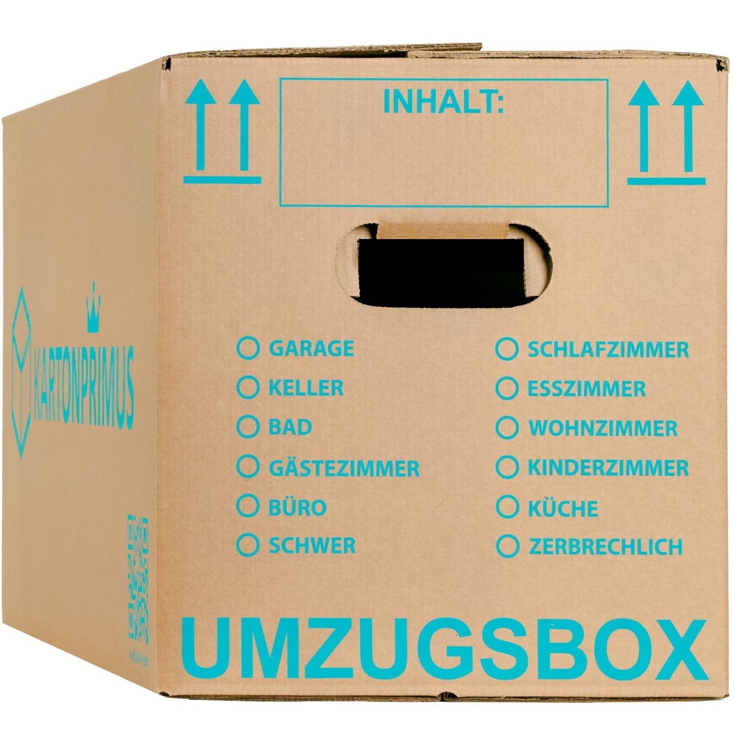 Kartonprimus 10 Umzugskartons 620 x 300 x 330 mm zweiwellig stabiler Karton bis 40 kg verstärkte Griffe und stapelbar Umzugkarton Umzugsbox Bücherkarton Archivbox Ordnerkarton Umzugskiste (10 Stück)