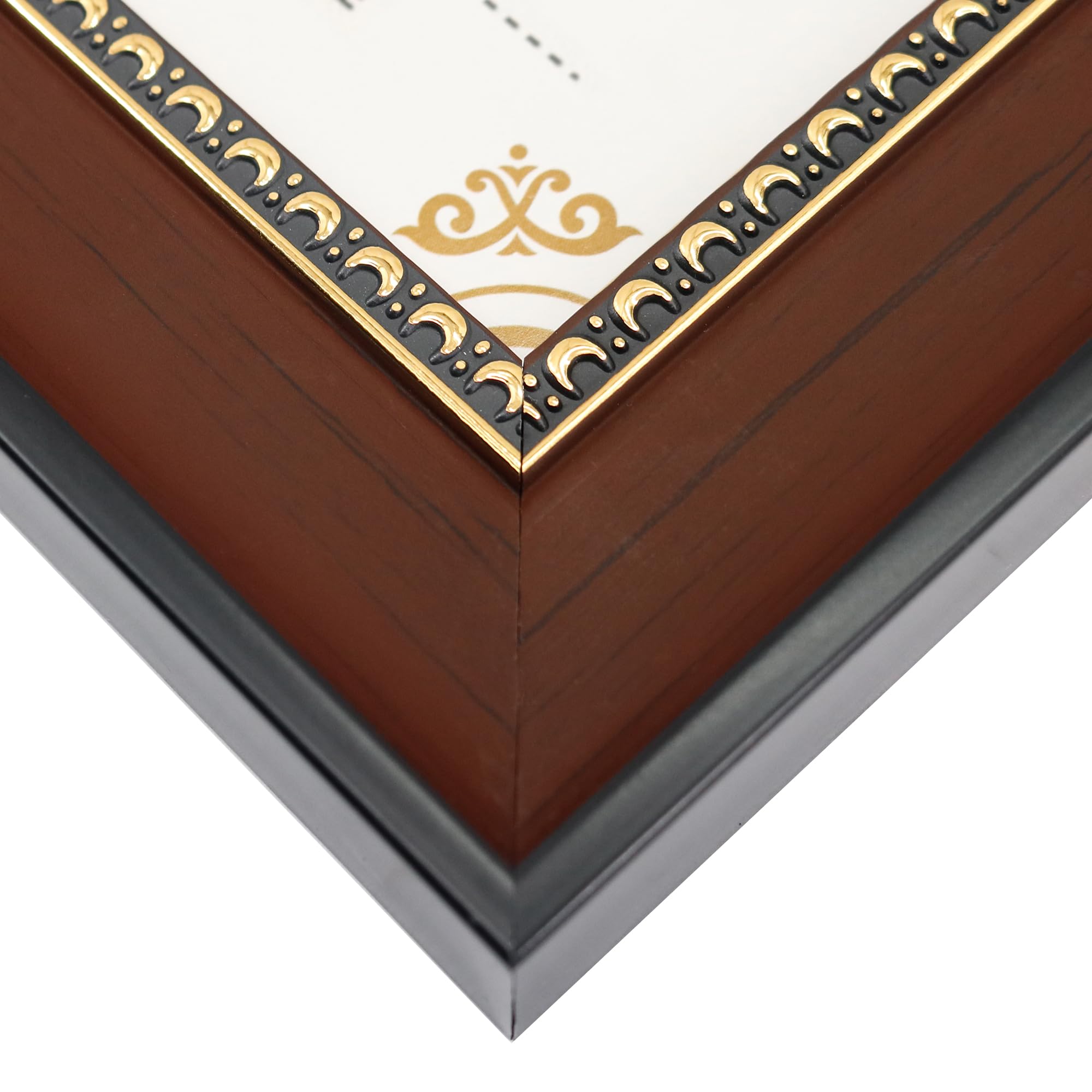 GraduationMall A4 Certificate Frame Picture Frame Real Glass Gold Accents Diploma Holder Photo Frames for Wall Tabletop Display Brown - Image 4
