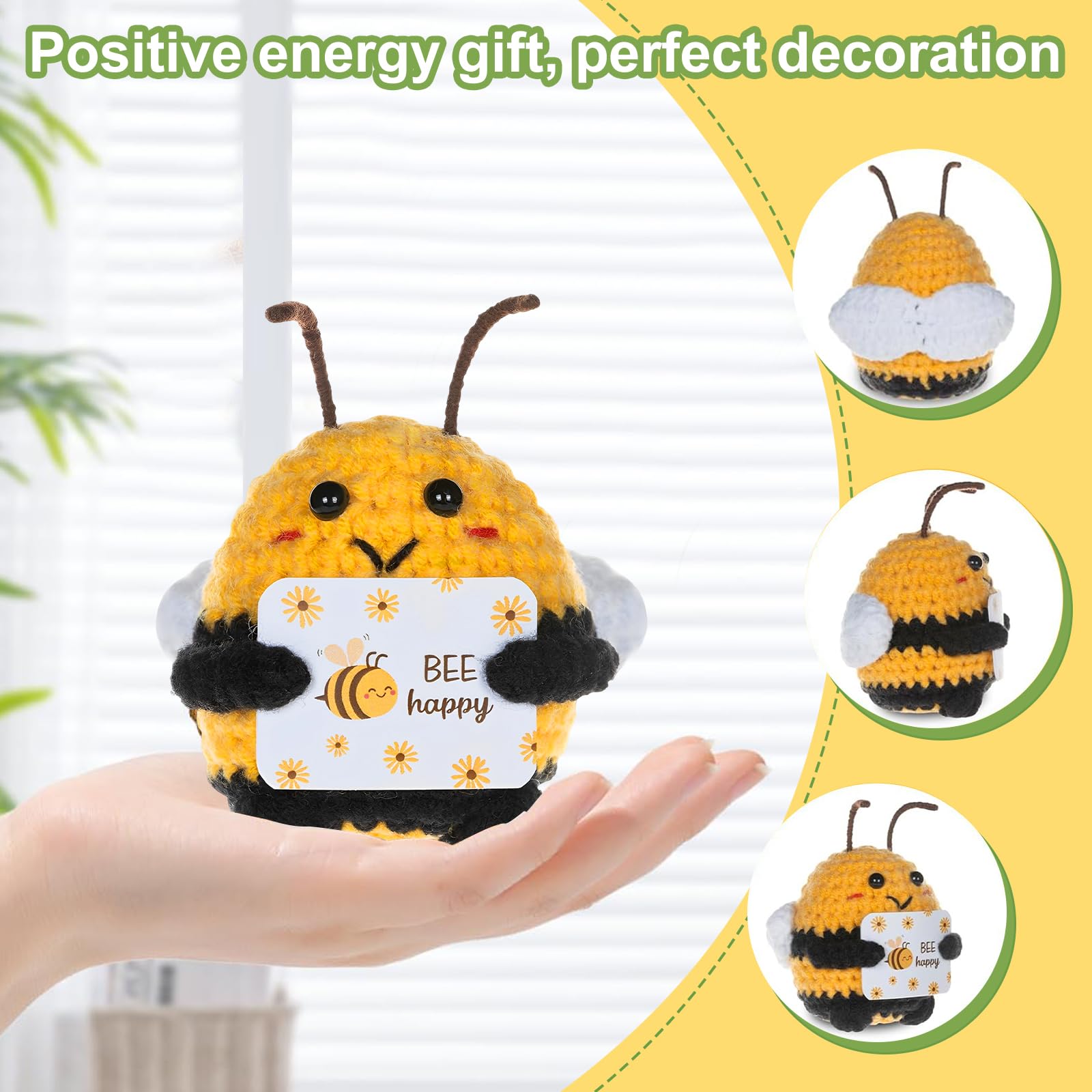 Abbraccio Tascabile Girasole Piccoli Regali, Abbraccio Tascabile Ape Portafortuna Regali, Peluche all'uncinetto per Regalo Incoraggiamento, Regalo Iscrizione Scuola (2 Pezzi)