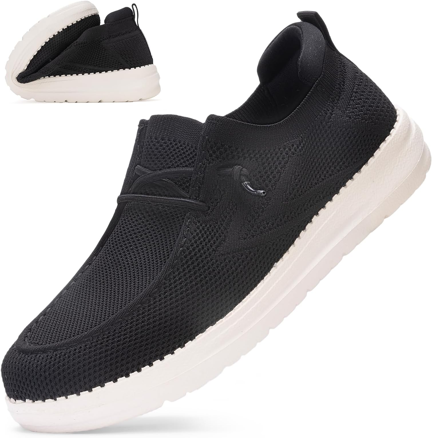 VIPFOX Wide Toe Box Shoes for Men Extra Wide Width Diabetic Shoes Men's Loafers & Slip-ons Arch Support Plantar Fasciitis Walking Loafers, Black, 13 Wide