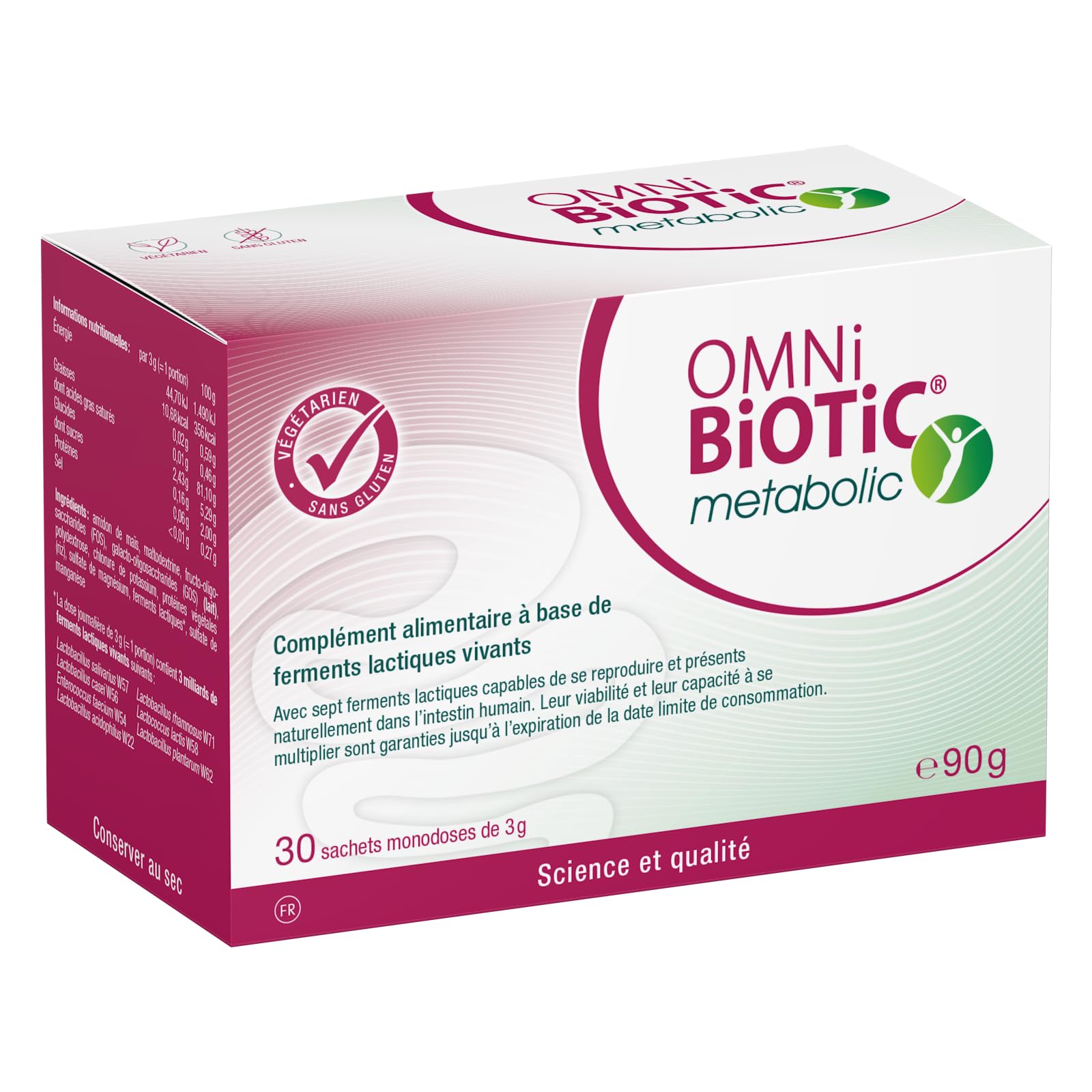OMNi-BiOTiC metabolic | Probiotique | Métabolisme & Microbiote intestinal | 7 souches bactériennes | 3 milliards d’UFC par dose journalière | 30 sachets | En poudre
