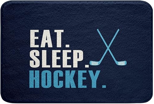 Miniatura 1 de Feelyou Tapetes de baño de hockey sobre hielo, para eventos deportivos, para mujeres y hombres, color azul, para comer dormir, hockey,