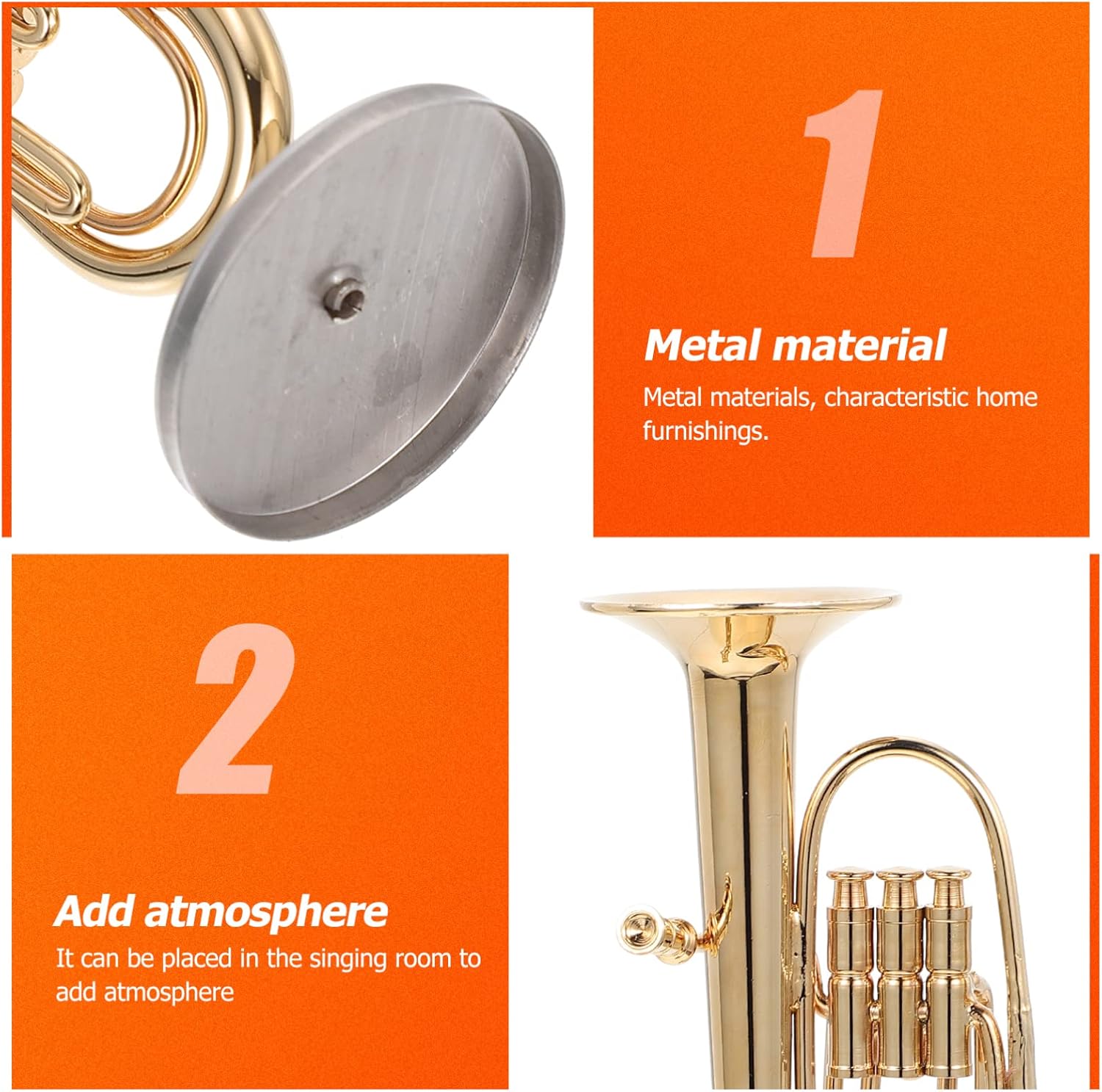 ERINGOGO Dollhouse Miniature Copper Miniature Doll Baritone Horn Miniature Trumpet with Stand Mini Tuba Instrument Baritone Horn: Mini -