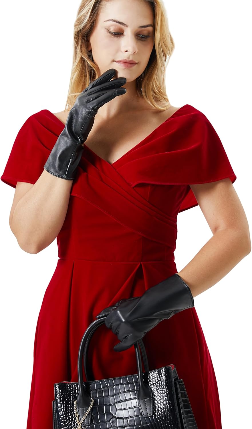 VIKIDEER Long Genuine Leather Gloves for Women Full Touchscreen Winter Warm Lined Elegant Type - Image 2