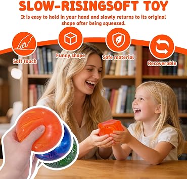 Flow Ice Cube Plus Squeeze Toys, Thickened Soft Squishy Fidget Toy with Smooth Ripple Texture, Durable Stress Squeeze Toy for Repetitive Sensory Play(2.76in)(Orang)