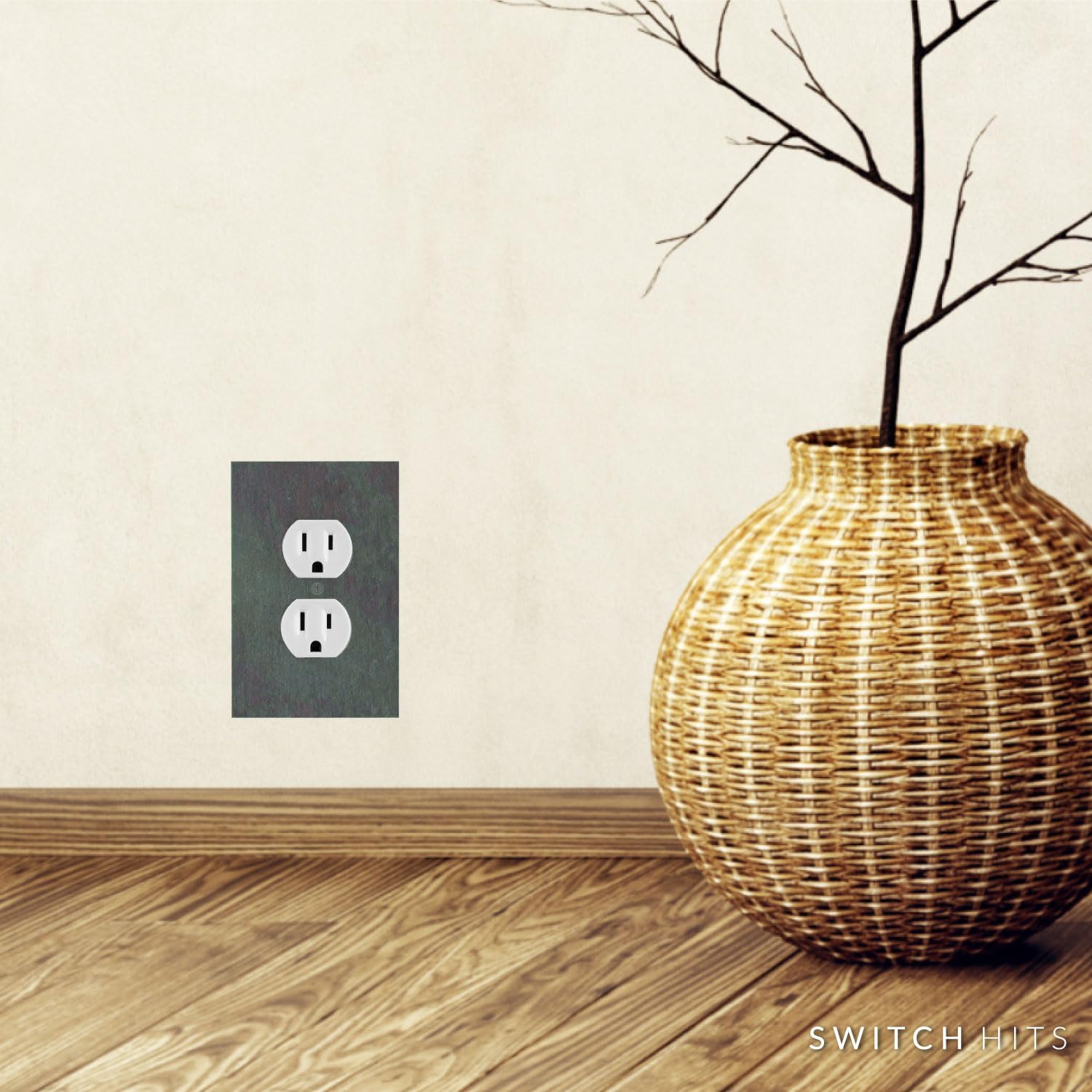 Electrical SWITCH HITS Outlet Wall Plate 1 Duplex | Single Outlet Cover Receptacle Plug Face Plate | Decorative Mottled Vermont Slate - Natural Earth Tone | 1 Gang, 3.25" W x 5" H