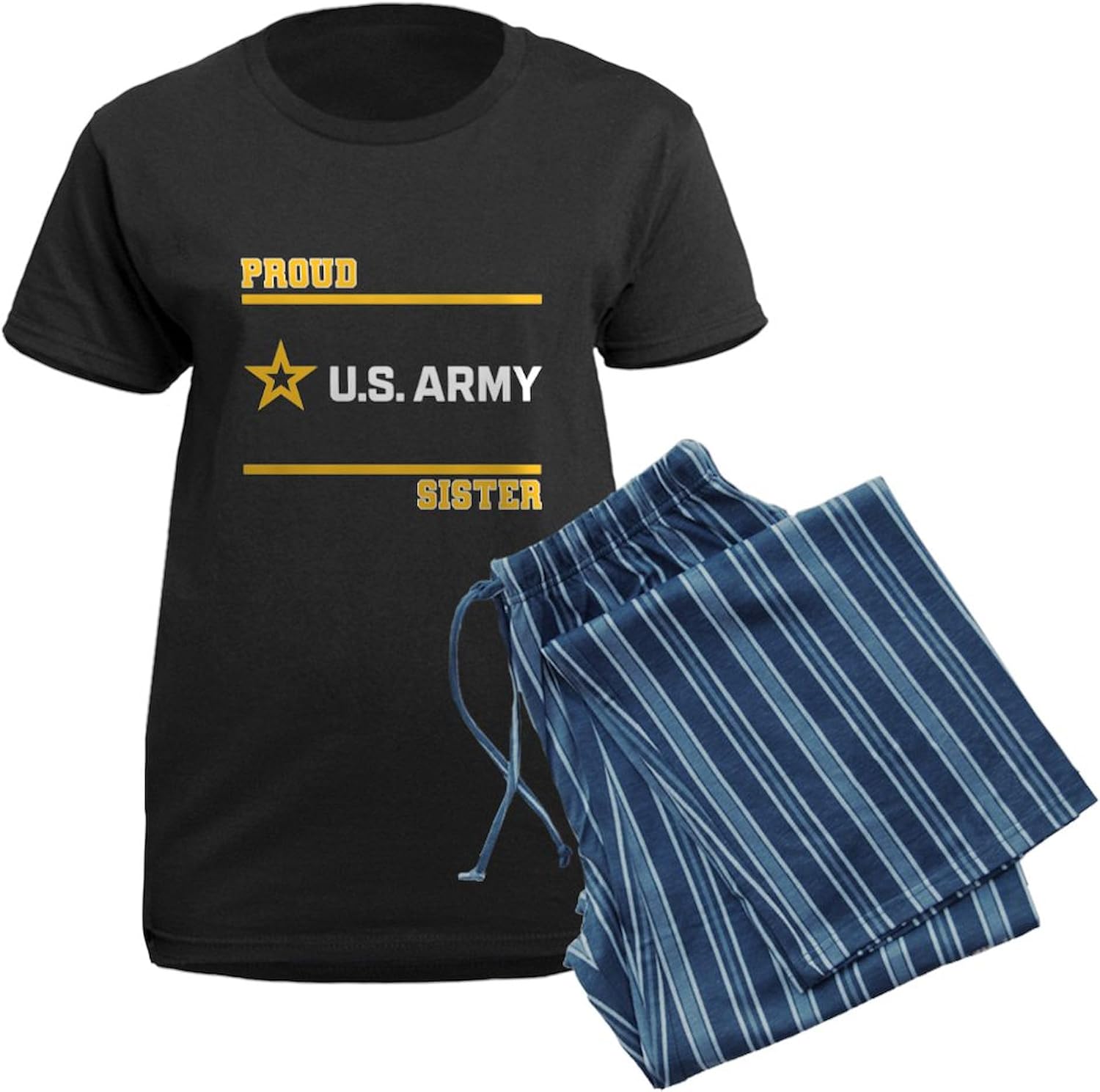 CafePress Proud Army Sister White And Gold Pajamas Womens Novelty PJ Sleepwear