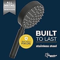 Vista 2 de HammerHead Showers® Cabezal de ducha de mano de metal sólido, negro mate, cabezales de ducha de bajo flujo de 1.75 GPM, varita rociadora de 4