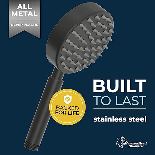 Miniatura 2 de HammerHead Showers All Metal - Cabezal de ducha de mano, negro mate, cabezales de ducha de alta presión de 2.5 GPM, varita rociadora de 4 pulgadas,