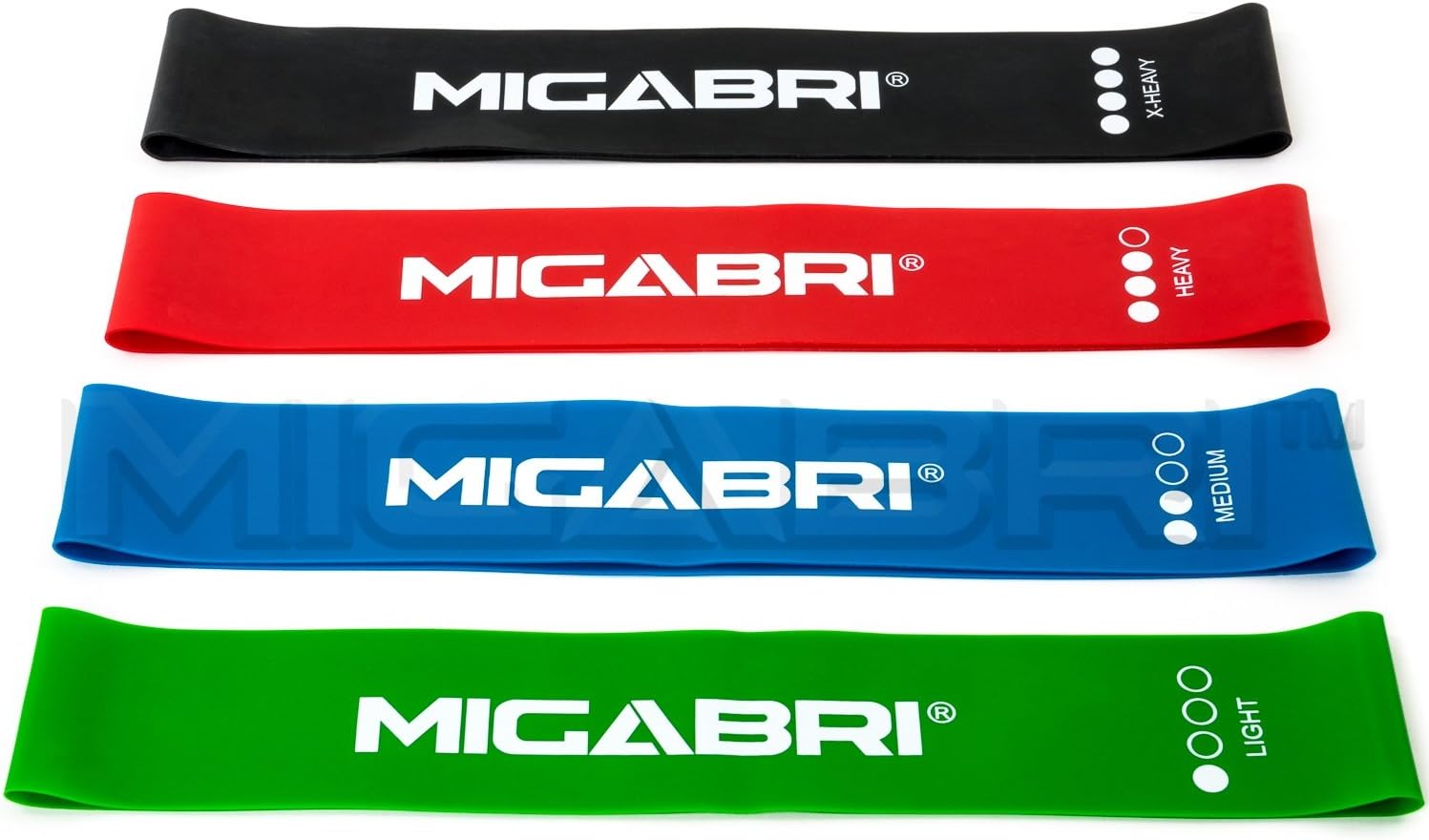 MIGABRI RXT30 Resistance Loop Band Set - Strong Exercise Bands for Legs, Yoga, Pilates, Injury Rehabilitation, Gym Workouts - Tones Muscle, Improves Mobility & Strength - FREE Carry Bag