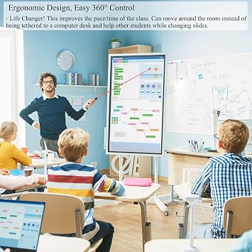 Wireless Presentation Clicker for Google Slides: 100ft Range | Ultra-Bright 656ft Red Pointer | Battery Powered - Plug & Play USB Presenter Remote with Volume & Black Screen for Mac Win PPT Keynote