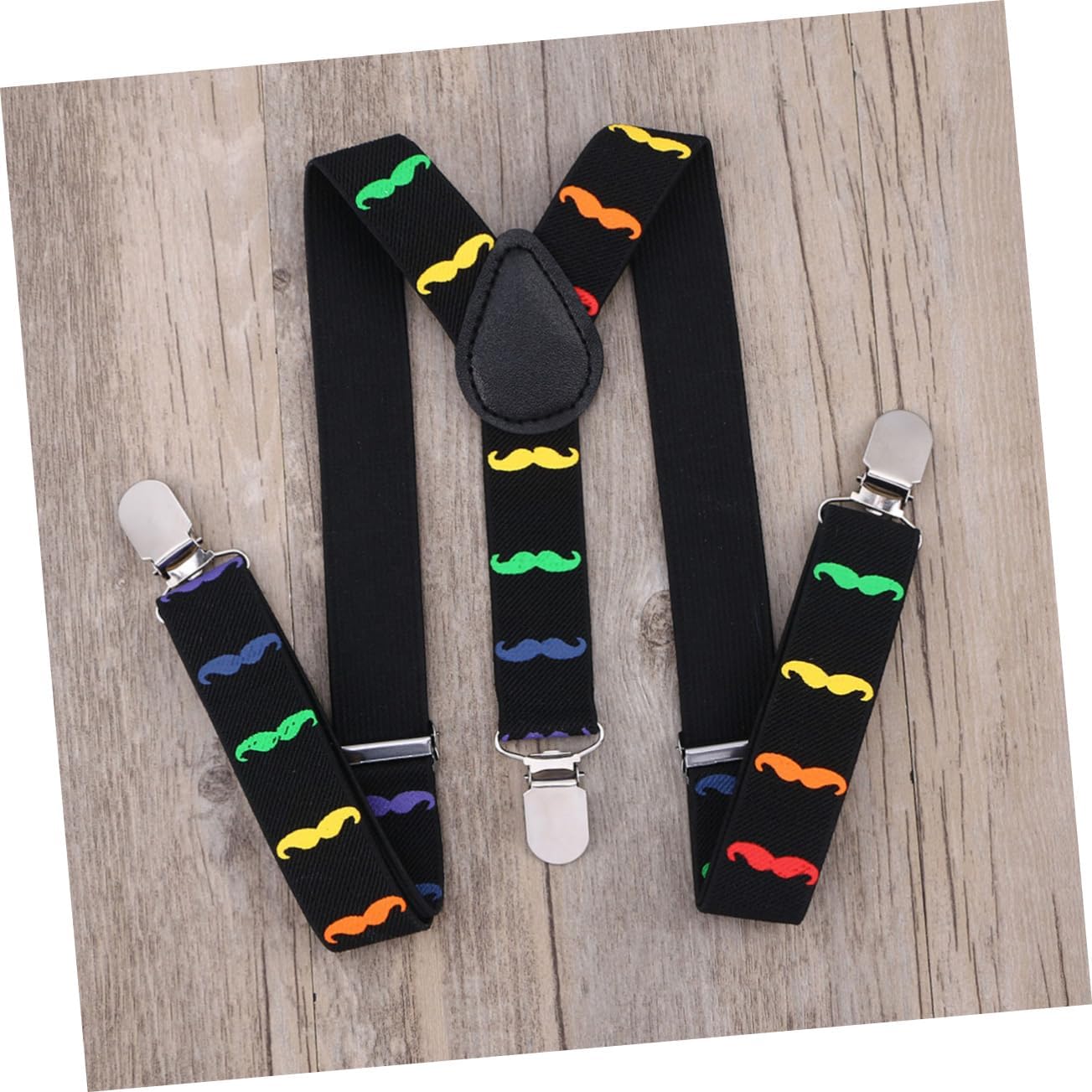 LIFKOME Kids Suspenders Boys/girls Fun Beards Pattern Y-back Elastic Easy Clip-on Buckle Machine Washable