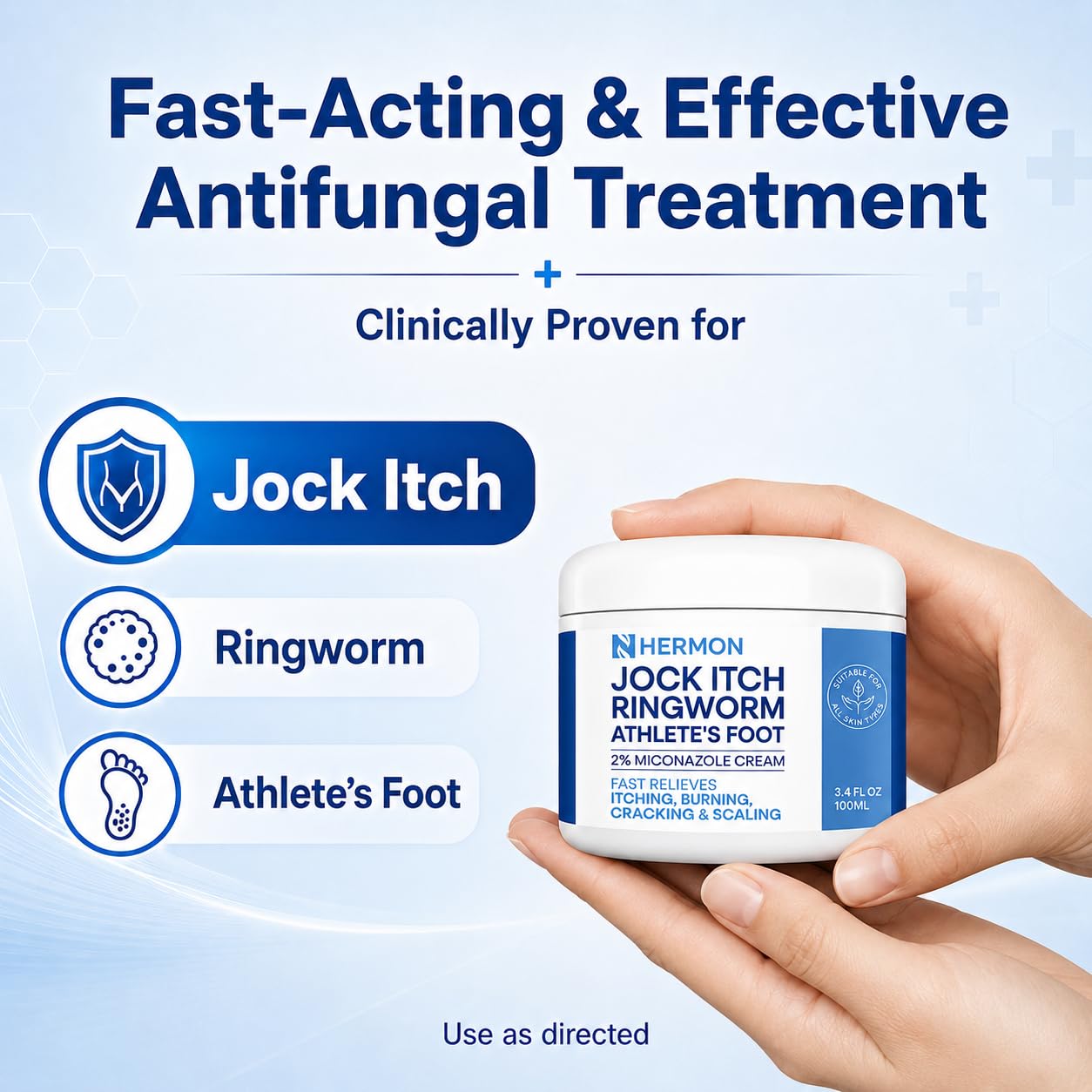 Hermon Jock Itch Antifungal Cream, Ringworm Treatment for Humans, Athlete's Foot Treatment, Ringworm Cream for Humans, Foot & Body Balm, Provides Soothing Relief-2 Pack — Amazon image 2