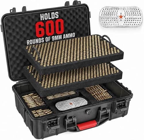 Kinghardcase 600-700 Round 9mm Ammo Storage Case - Travel Safe/Mil Spec/Waterproof Ammo storage Box Fits 9x19mm Parabellum/9mm Luger, 380ACP, 38 S&W, 356 TS&W,7.63mm Mannlicher,8mm Steyr,.357SIG