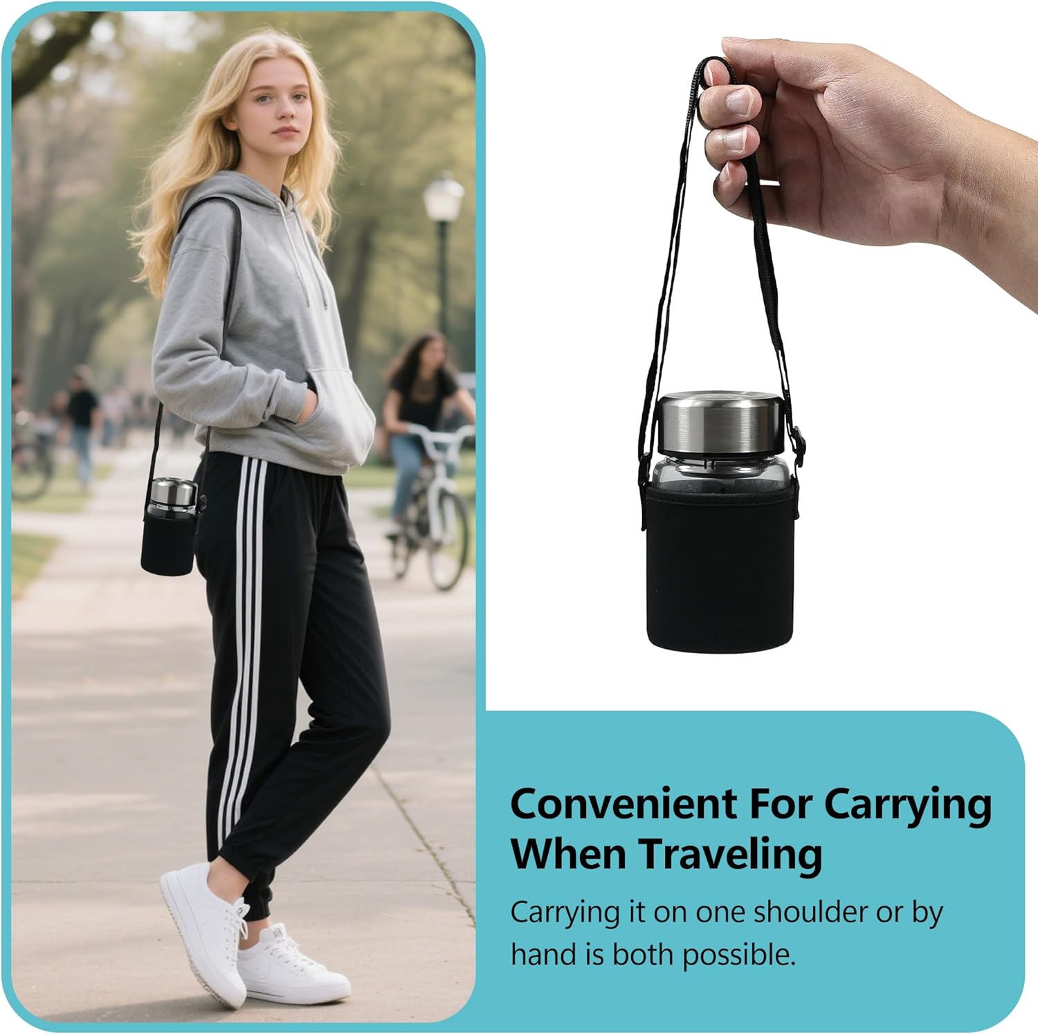 Borosilicate Glass Juice Water Bottles 6 Pack 10 OZ,Wide Mouth Glass Water Bottles with Lids and Sleeve,for Juicing, Smoothies, Milk, Protein, Reusable, Leak Proof, Shaker bottle