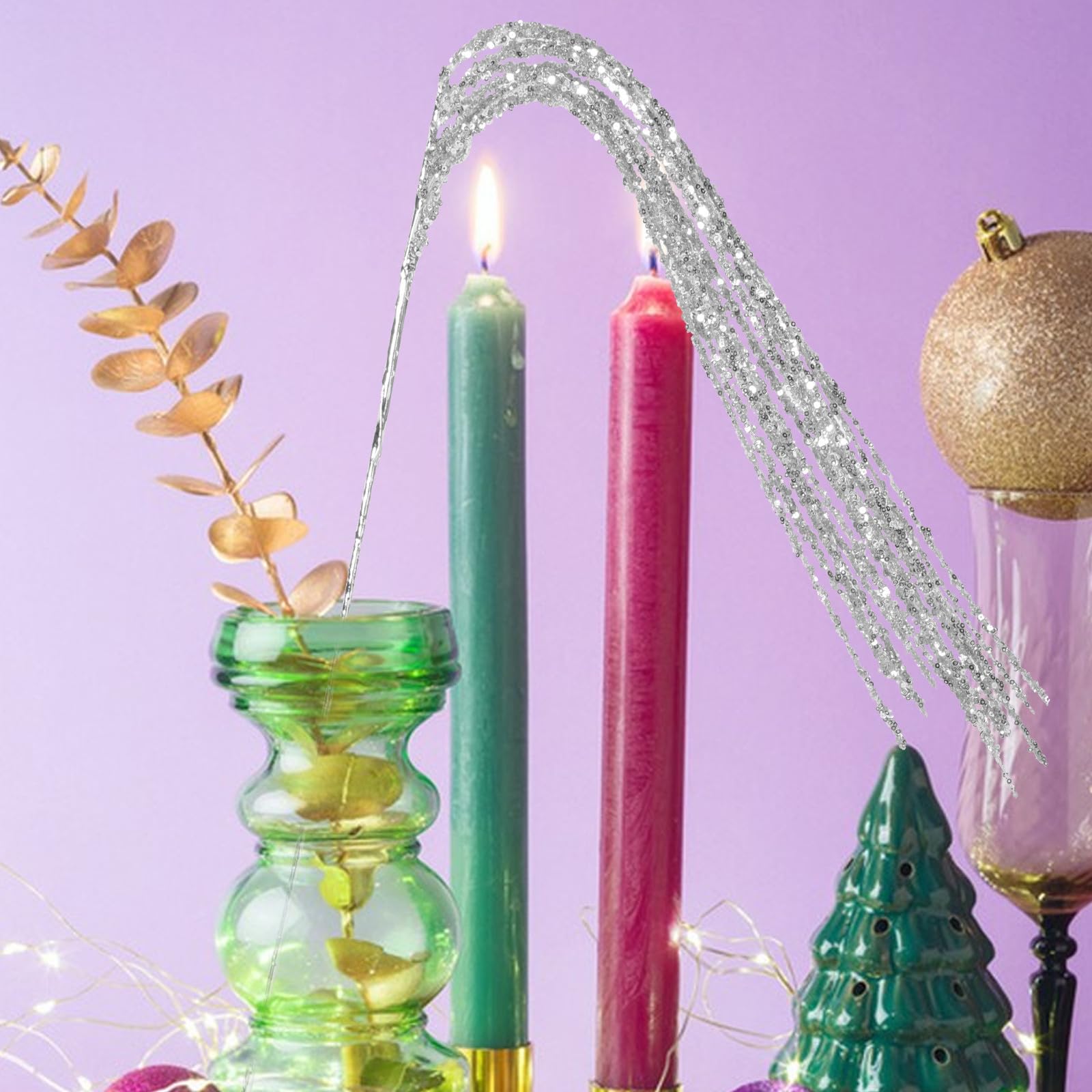 Toyvian 4 Stück Künstlicher Weihnachtszweig aus Kunststoffperlen für