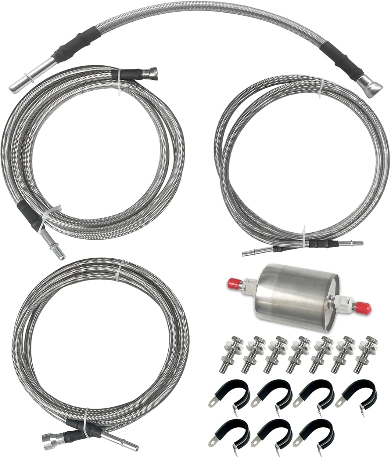 819-840 Fuel Lines Compatible with Chevy Silverado GMC Sierra 1500 2500 2500 HD 3500 1999 2000 2001 2002 2003 Flexible Stainless Steel Braided Fuel Line PTFE tubing Replace 15043857 15765803