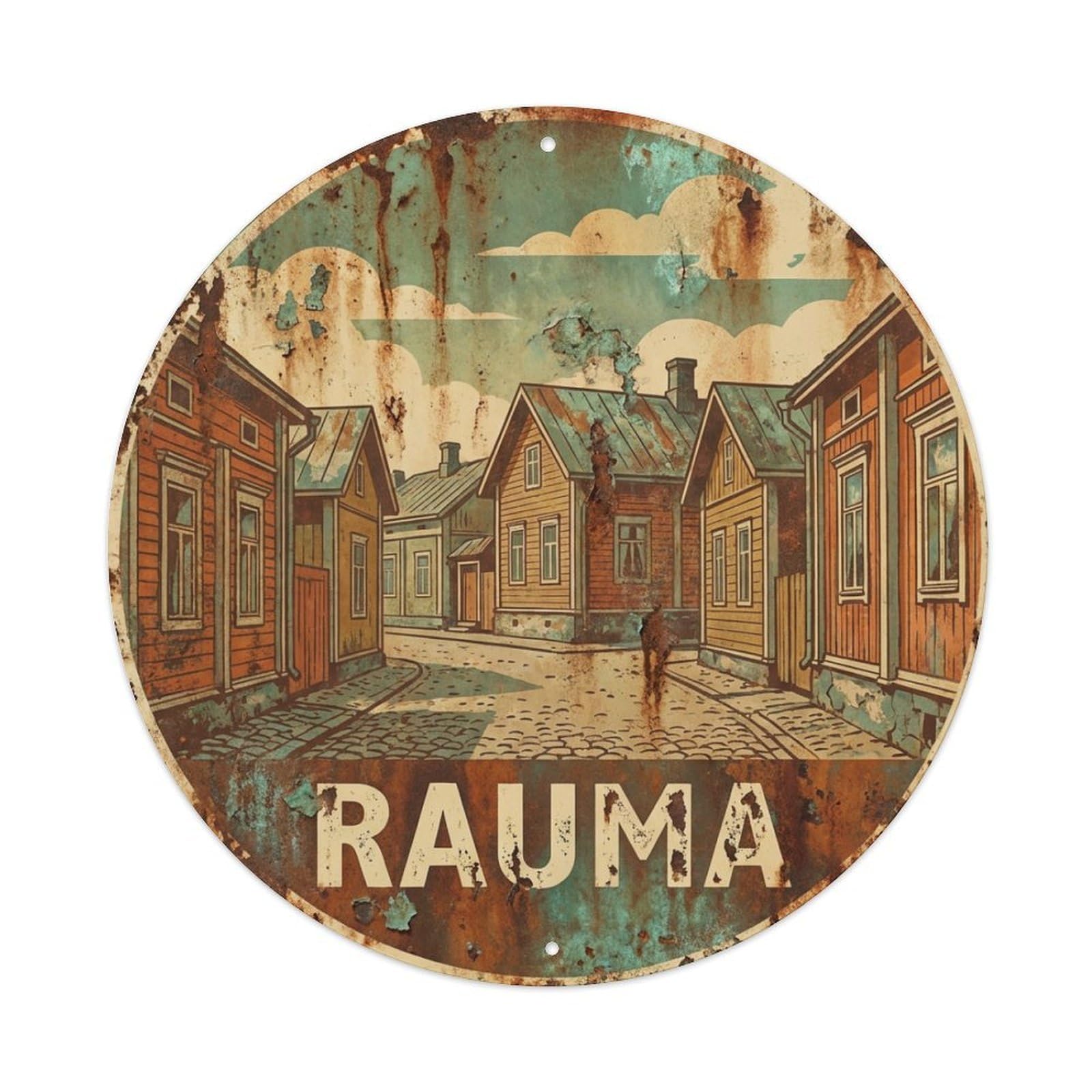 Galvaxio Style Finland Retro Travel Rauma Metal Tin Sign