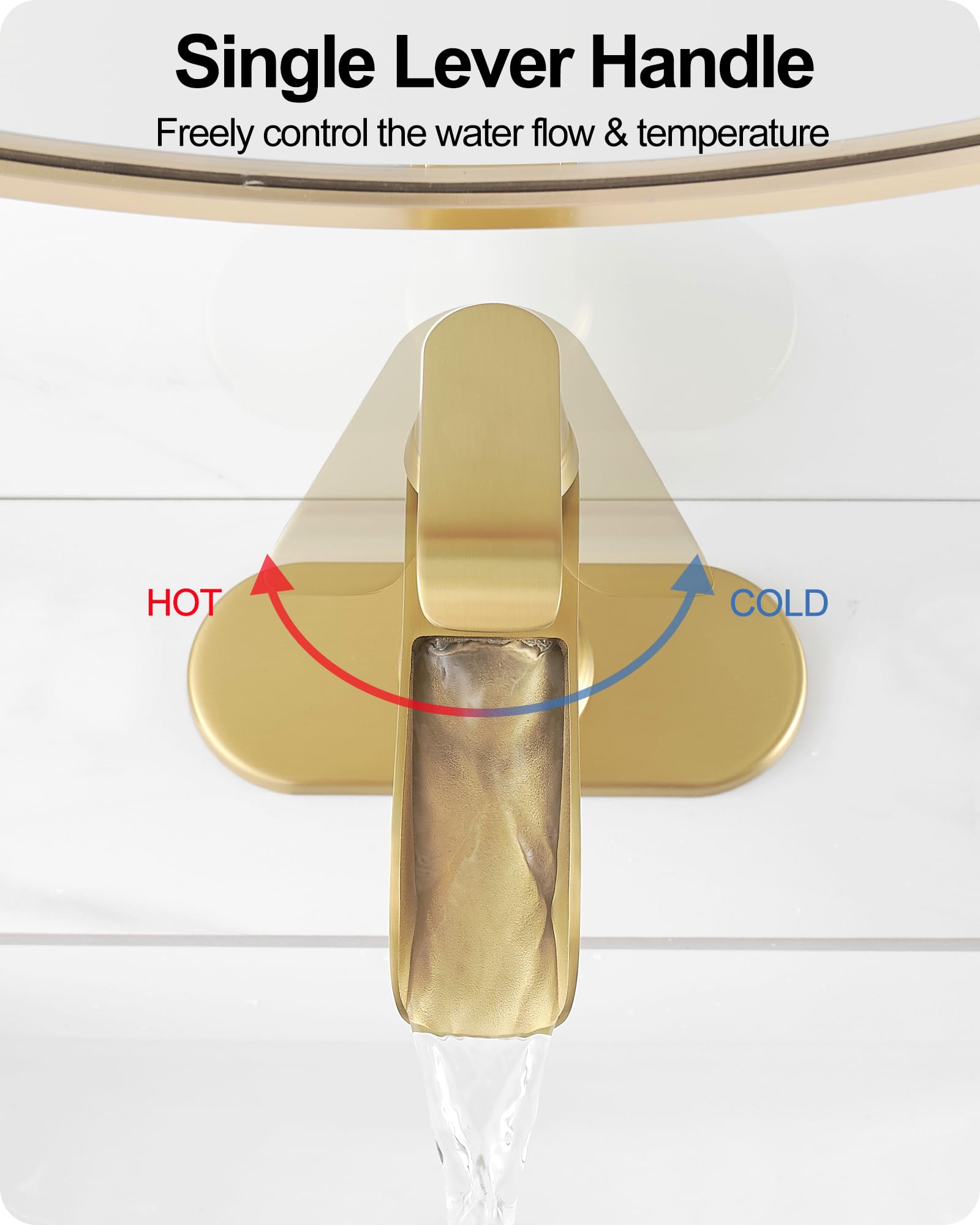 HOIGY Wasserfall-Wasserhahn Aus Messing – Moderner Badarmatur Mit 3-Loch-Montage