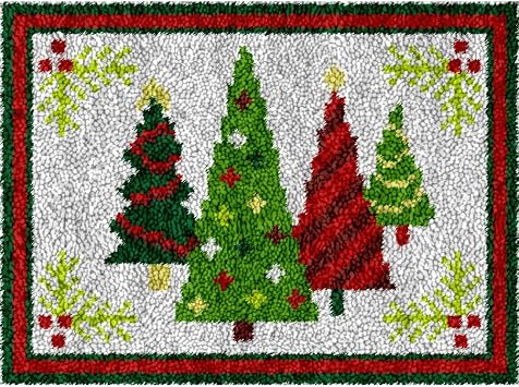 Yglnden Latch Hook Kit Rug DIY Throw Cover Crochet Needlework Printed Canvas Decor for Adults Christmas D52x38cm/20 X15