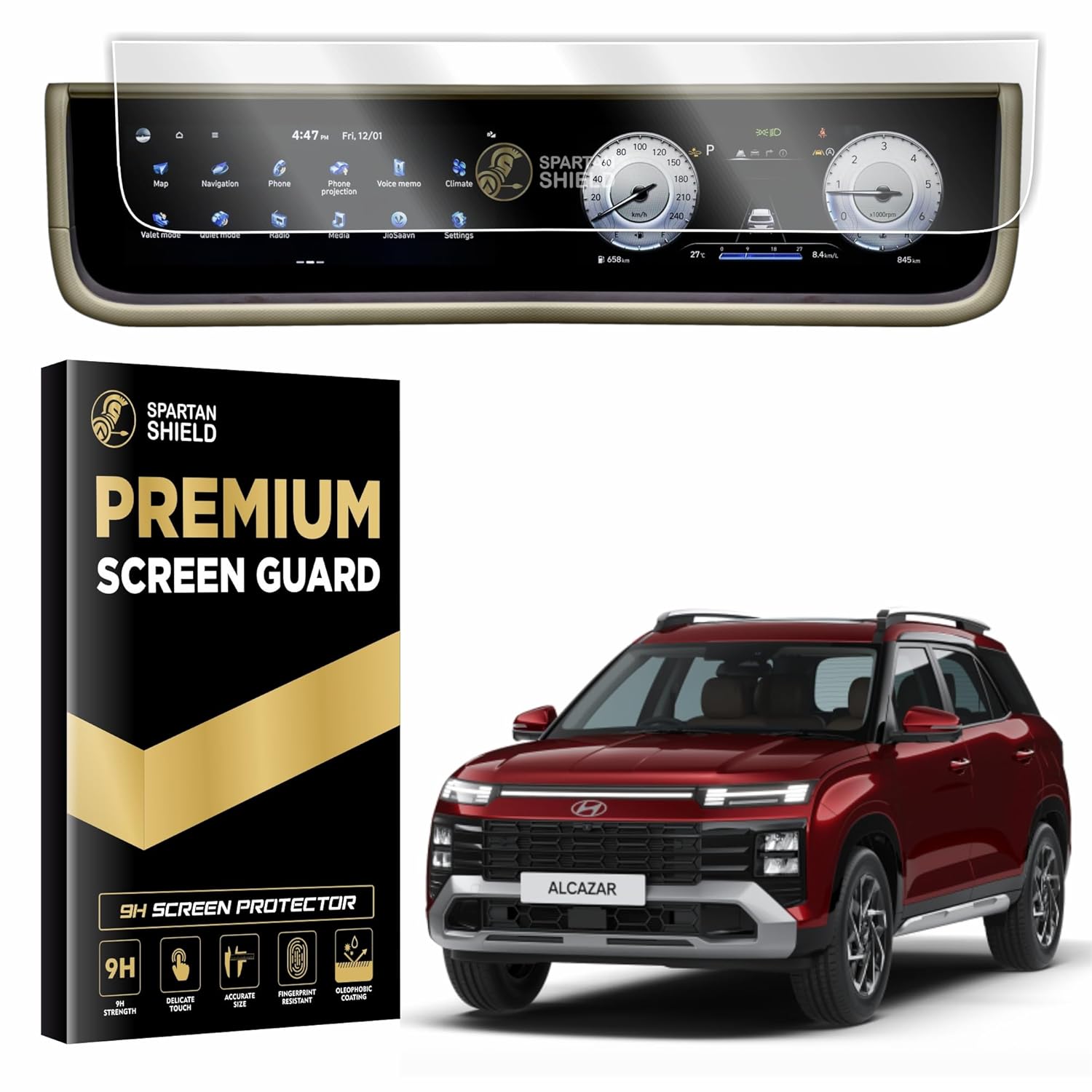 Spartan Shield Screen Guard For NEW HYUNDAI ALCAZAR 2024 | 10.25 INCH ...