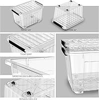 Vista 2 de 4 contenedores de almacenamiento de plástico de 40 cuartos de galón, caja de almacenamiento, paquete de 4, contenedor organizador con ruedas, tapa