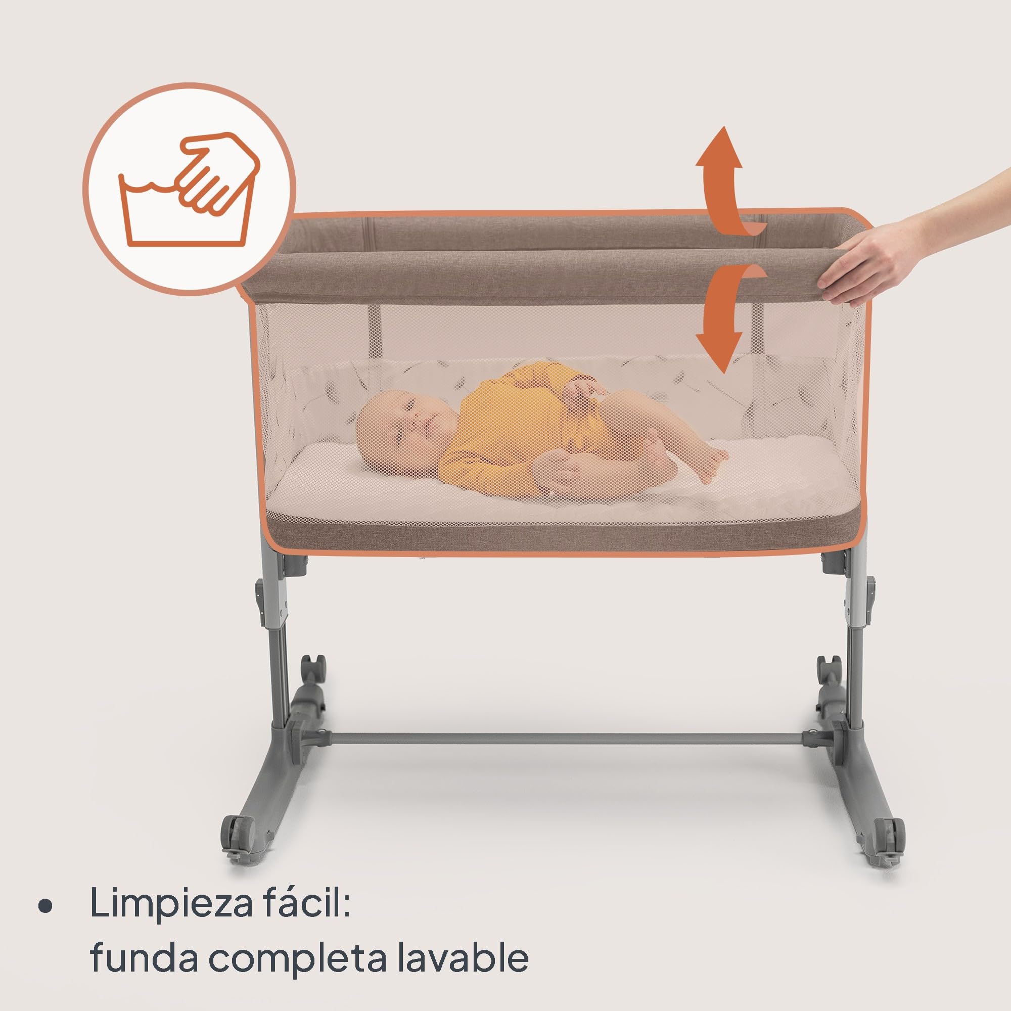 lionelo Aurora Cuna 3 en 1 hasta 9 kg, Cuna de colecho, Cama Mecedora, Ajuste de Altura e inclinación del colchón, 4 Ruedas con Freno, Colchón Ergonómico, Bolsa