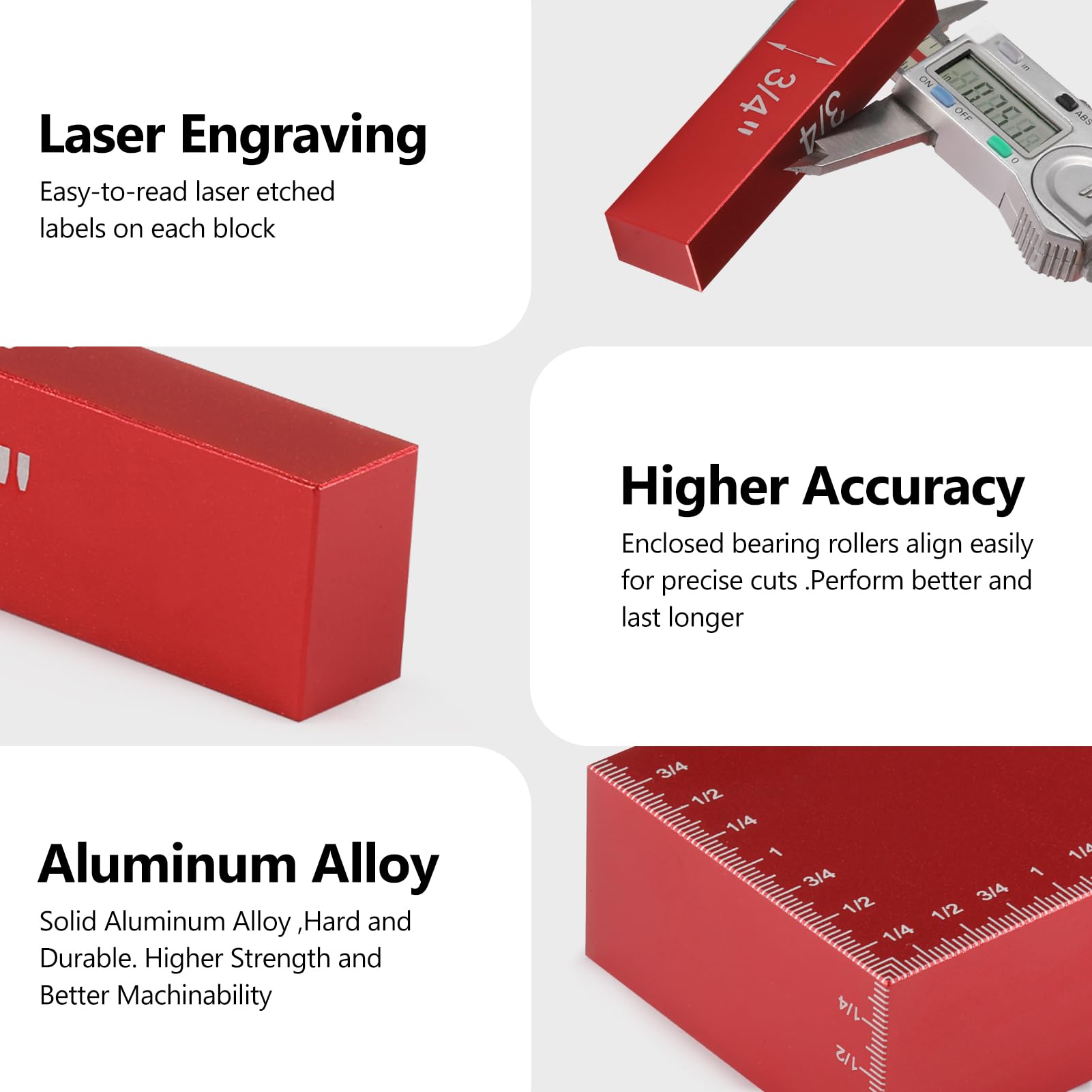 15-Piece Aluminum Setup Blocks Height Gauge Set - Precision Woodworking Tools For Router & Table Saw - View #12