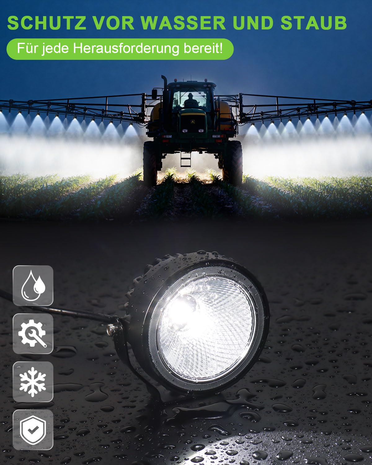 2 Stück 60W LED Arbeitsscheinwerfer 4 Zoll Rund, 12V 24V Flutlicht