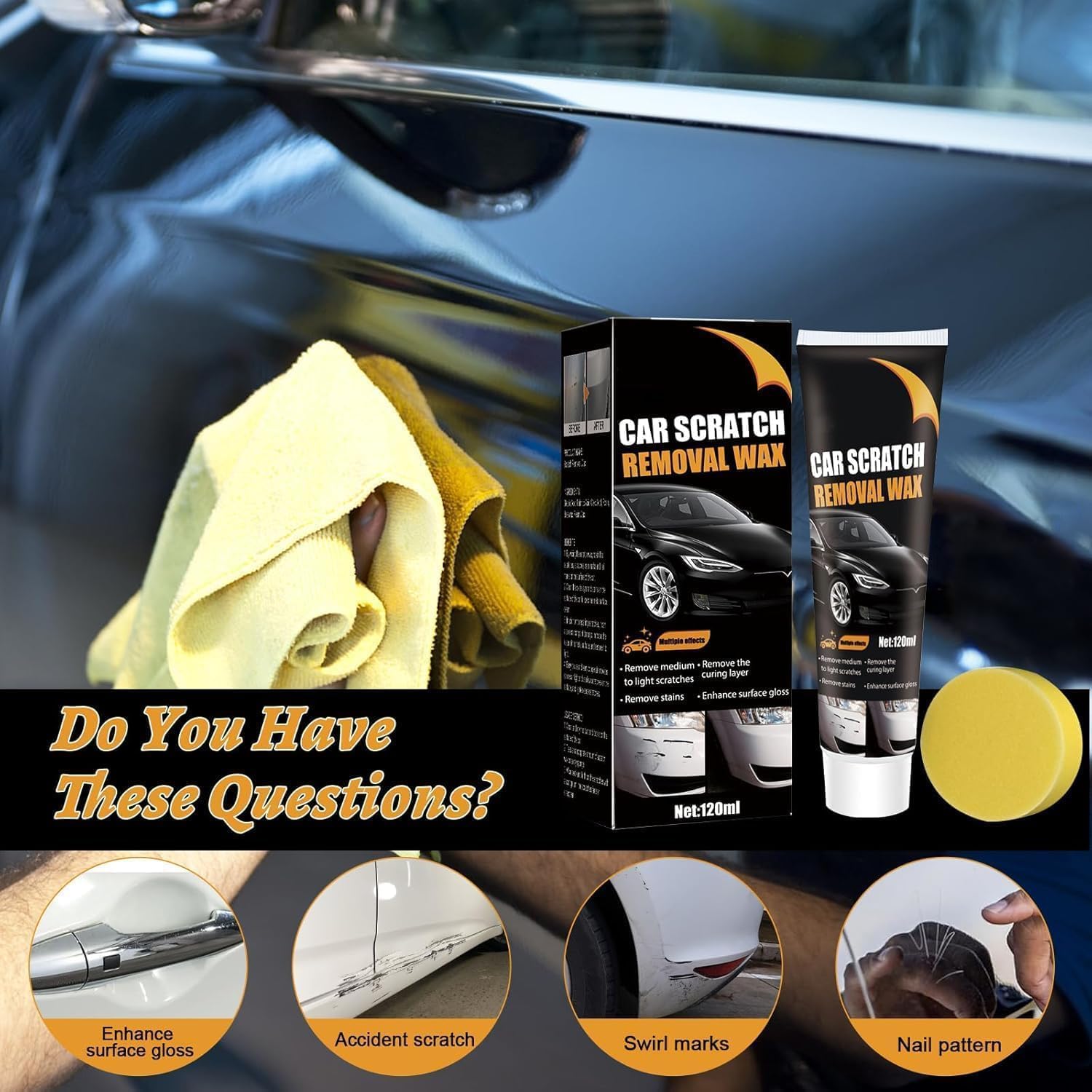 Scratch Removal Wax, Car Scratch Remover, Car Polish Removal Wax, Car Paint Scratch Repair kit, Deep Scratching Remover for Vehicles, Remove Minor Scratches — view 6