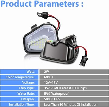 TECTICO LED Puddle Light SMD 6000K White Canbus Wing Mirror Lights Compatible with VW Passat B7 CC EOS S-cirocco J-etta, 2 Lamps