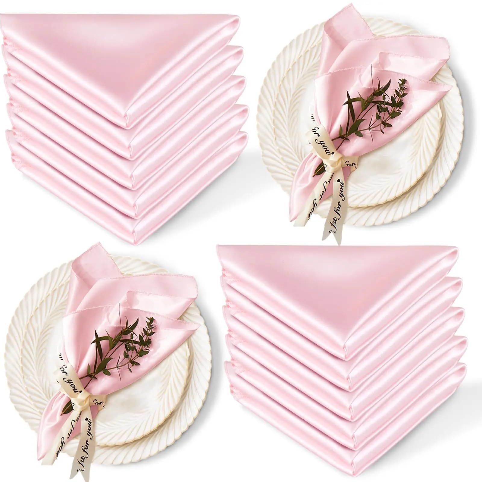 Cloth Napkins 24Pcs 30x30cm Satin Napkin Square Dinner Napkins Weddings Party Soft Table For Romantic Decoration