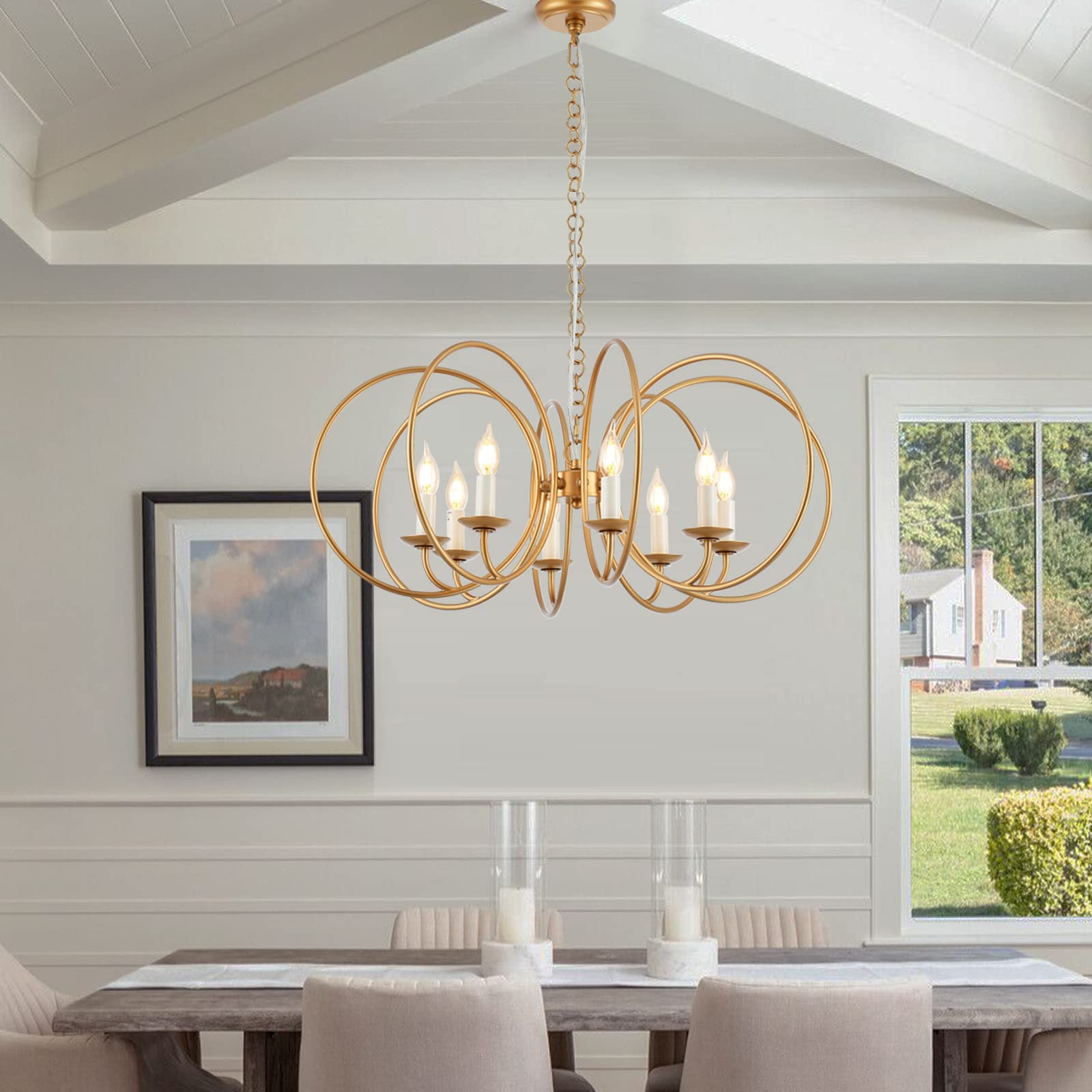 Polished Brass Chandeliers Dining Room