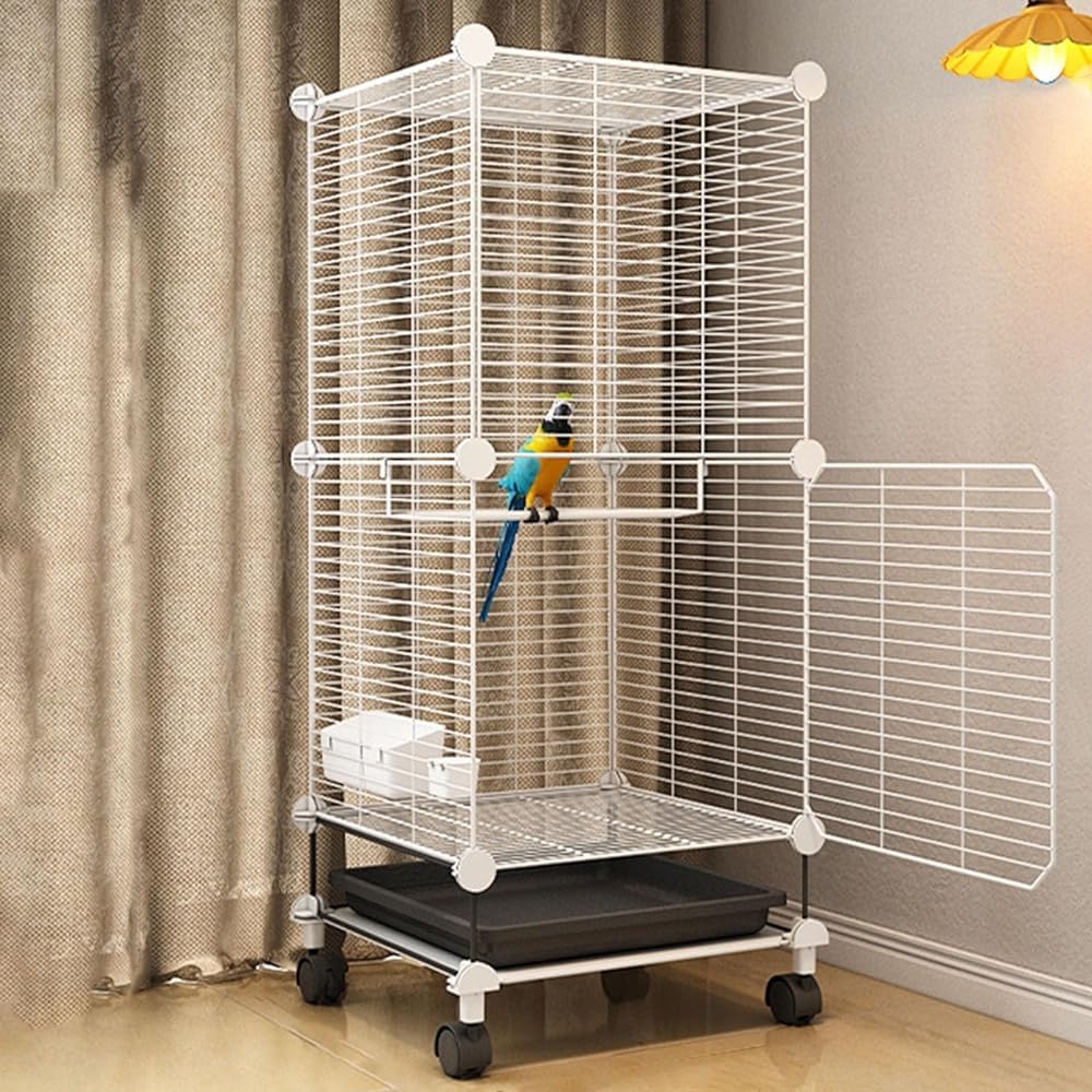Jaula para pájaros con soporte rodante, jaula para loros con bandeja inferior y juguete para pájaros, fácil de limpiar, para periquitos, loros, tortolitos, palomas, cacatúas, guacamayos