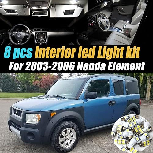 Paquete de 8 bombillas LED para interior de automóvil, color blanco superblanco, 6000 K, compatible con Honda Element 2003-2006 disponible en Yaxa Colombia