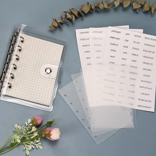 Miniatura 3 de Divisores A7 de 6 agujeros de plástico duradero con 6 pestañas, separadores de páginas transparentes para escribir y borrables para carpetas de