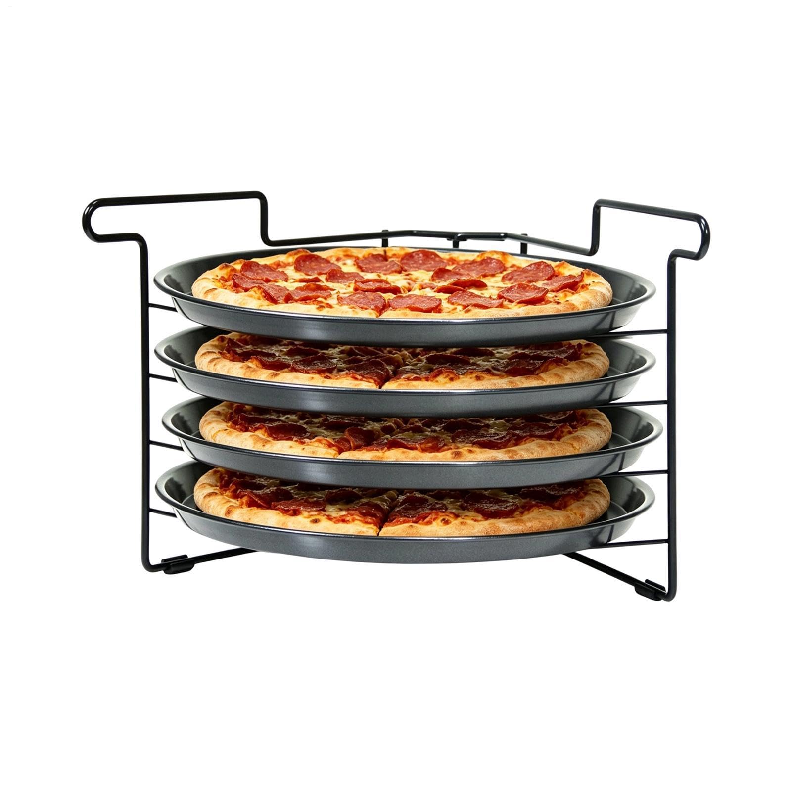 Pizza-Backblech-Set 4-lagiger zusammenklappbarer schwerlastfähiger stabiler | Pizza-Backblech-Gestell für Haushaltsküche, Brot- und Gebäckzubereitung, Restaurant, Catering, Anfänger,