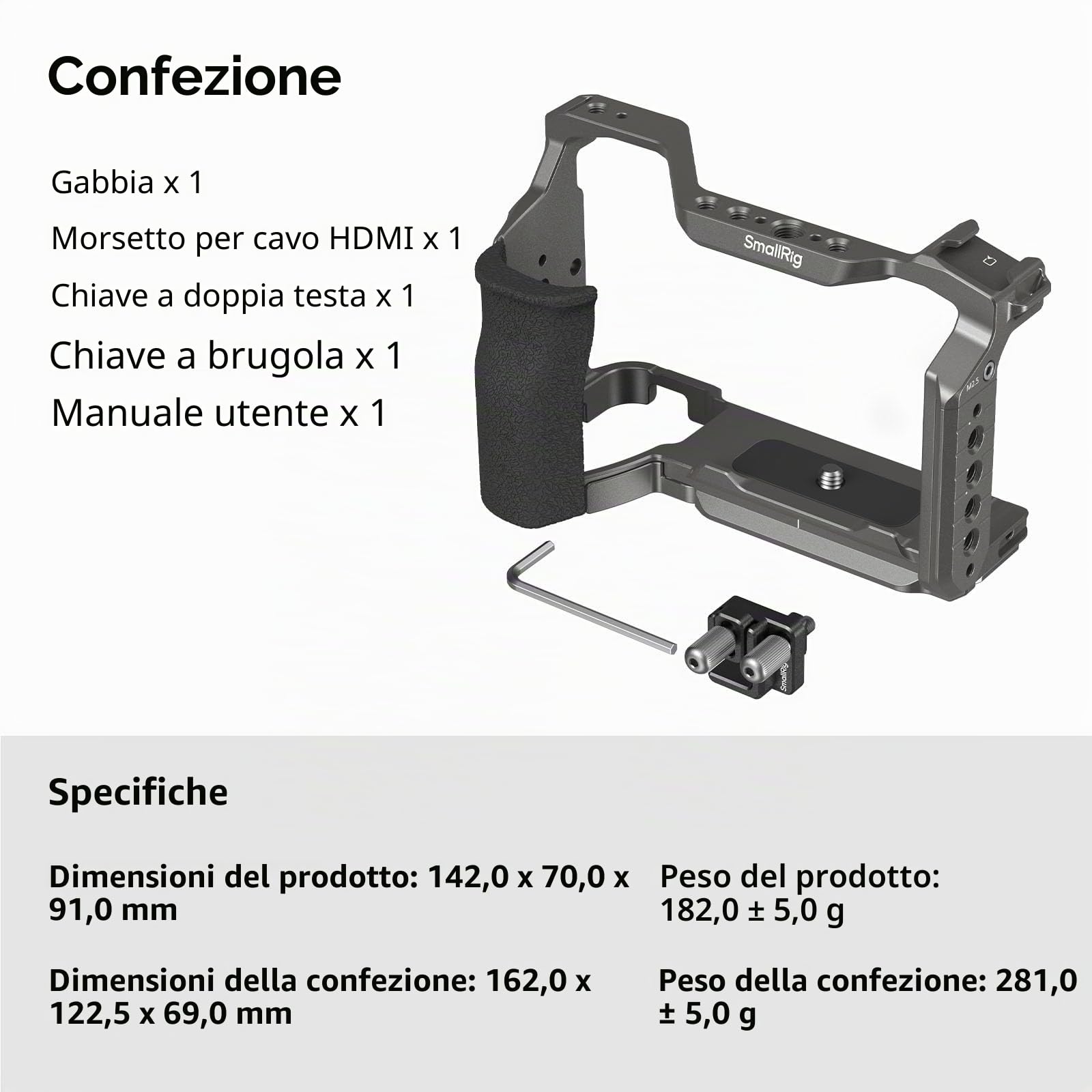 SMALLRIG Hawklock Kit Gabbia a Sgancio Rapido per Sony Alpha 6700 Cage, con più Interfacce di Montaggio e Piastra a Sgancio Rapido Integrata Piastra per Arca-Swiss e Guida NATO - 5060