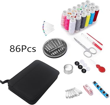Kzouenzu Sewing Kit [86 Pieces] Includes Sewing Thread Needles Scissors Sewing Accessories Buttons etc. Needle and Thread Set Portable Mini Sewing Kit for Mum Beginners Travelers