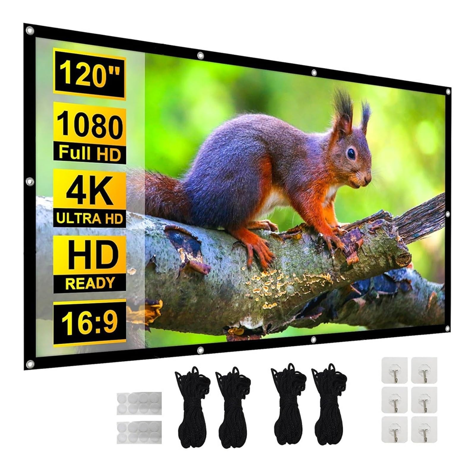 Schermo di proiezione, Schermo per proiettori portatile per 4K per esterni(100 inch)